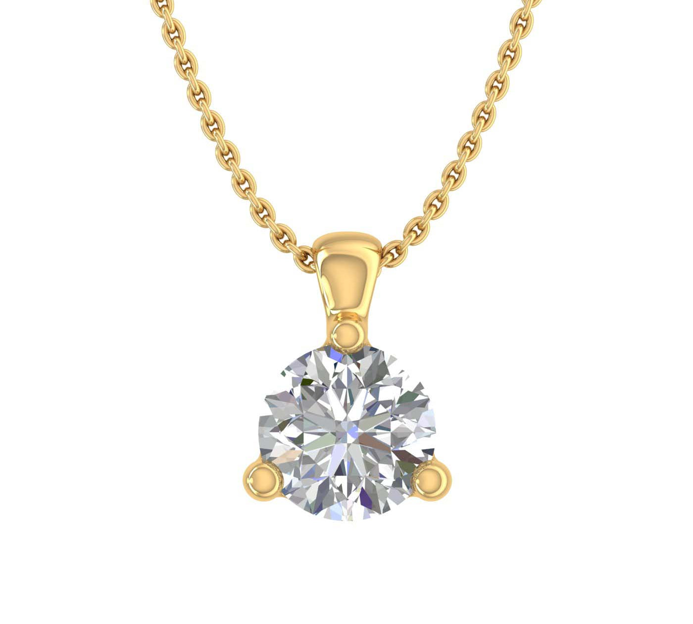 1/5 Carat Diamond 3-Prong Set Solitaire Pendant Necklace in Gold (with Silver Chain) - IGI Certified