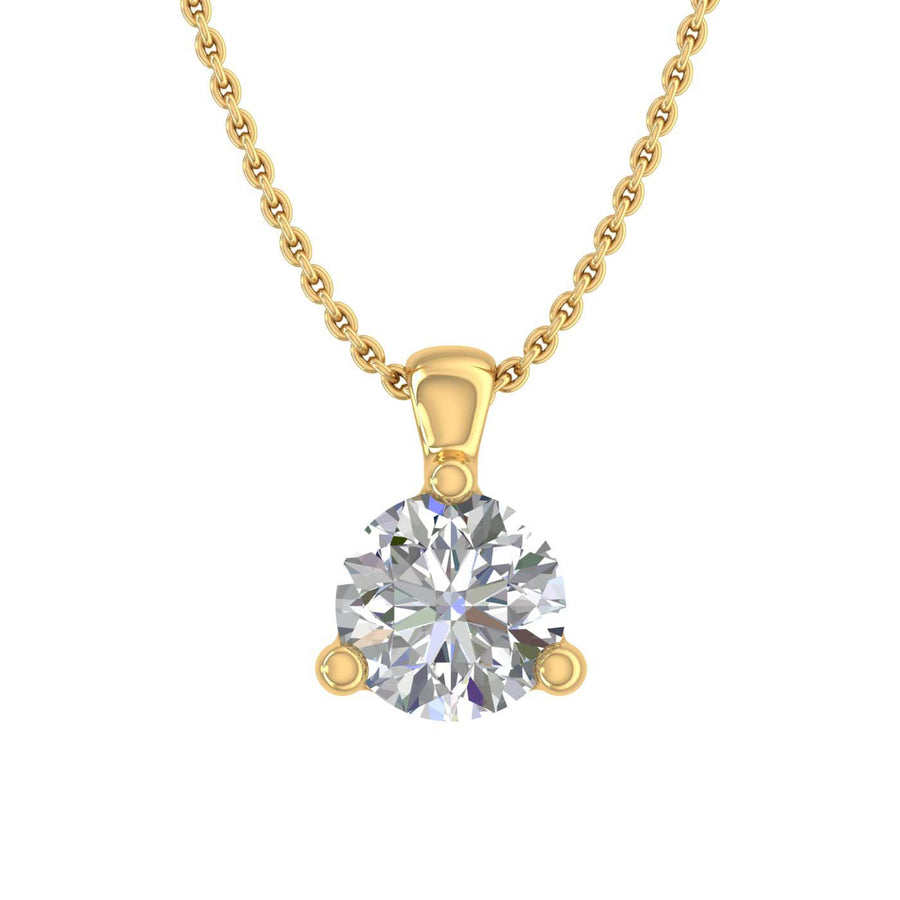 1/5 Carat Diamond 3-Prong Set Solitaire Pendant Necklace in Gold (with Silver Chain)