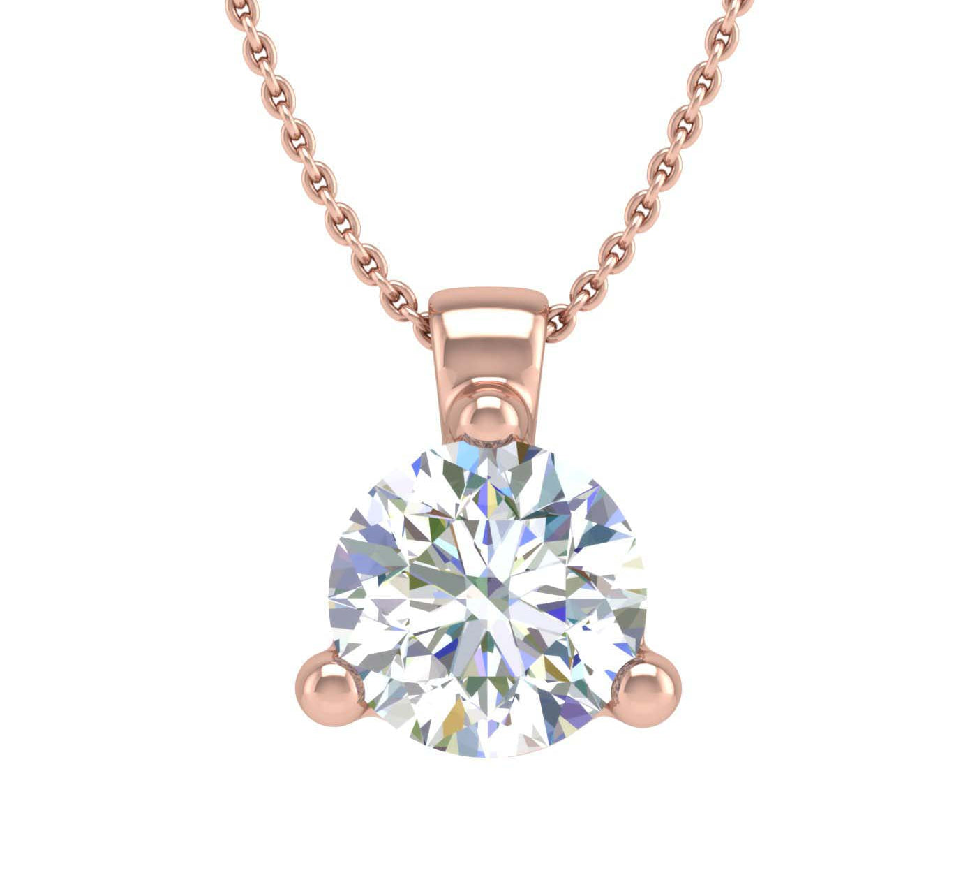 0.40 Carat 3-Prong Set Diamond Solitaire Pendant Necklace in Gold (Silver Chain Included) - IGI Certified