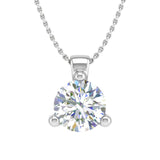 0.40 Carat 3-Prong Set Diamond Solitaire Pendant Necklace in Gold (Silver Chain Included) - IGI Certified