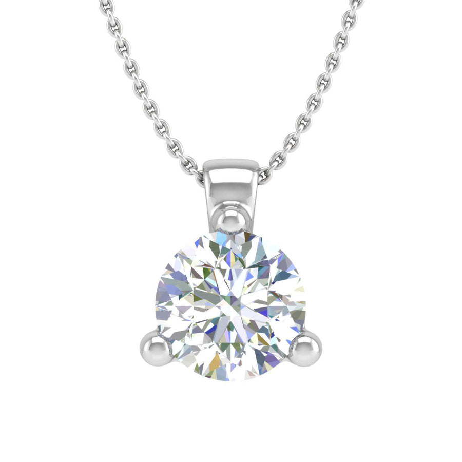 0.40 Carat 3-Prong Set Diamond Solitaire Pendant Necklace in Gold (Silver Chain Included) - IGI Certified