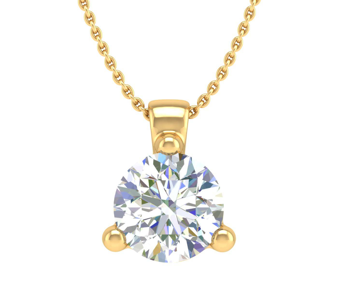 0.40 Carat 3-Prong Set Diamond Solitaire Pendant Necklace in Gold (Silver Chain Included) - IGI Certified
