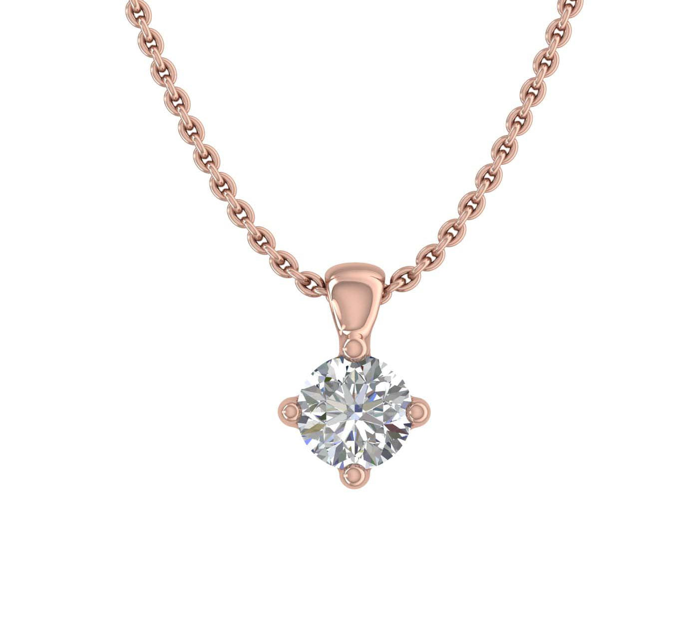 1/10 Carat Small Solitaire Diamond Pendant Necklace in Gold (Included Silver Chain) - IGI Certified
