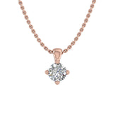 1/10 Carat Small Solitaire Diamond Pendant Necklace in Gold (Included Silver Chain) - IGI Certified