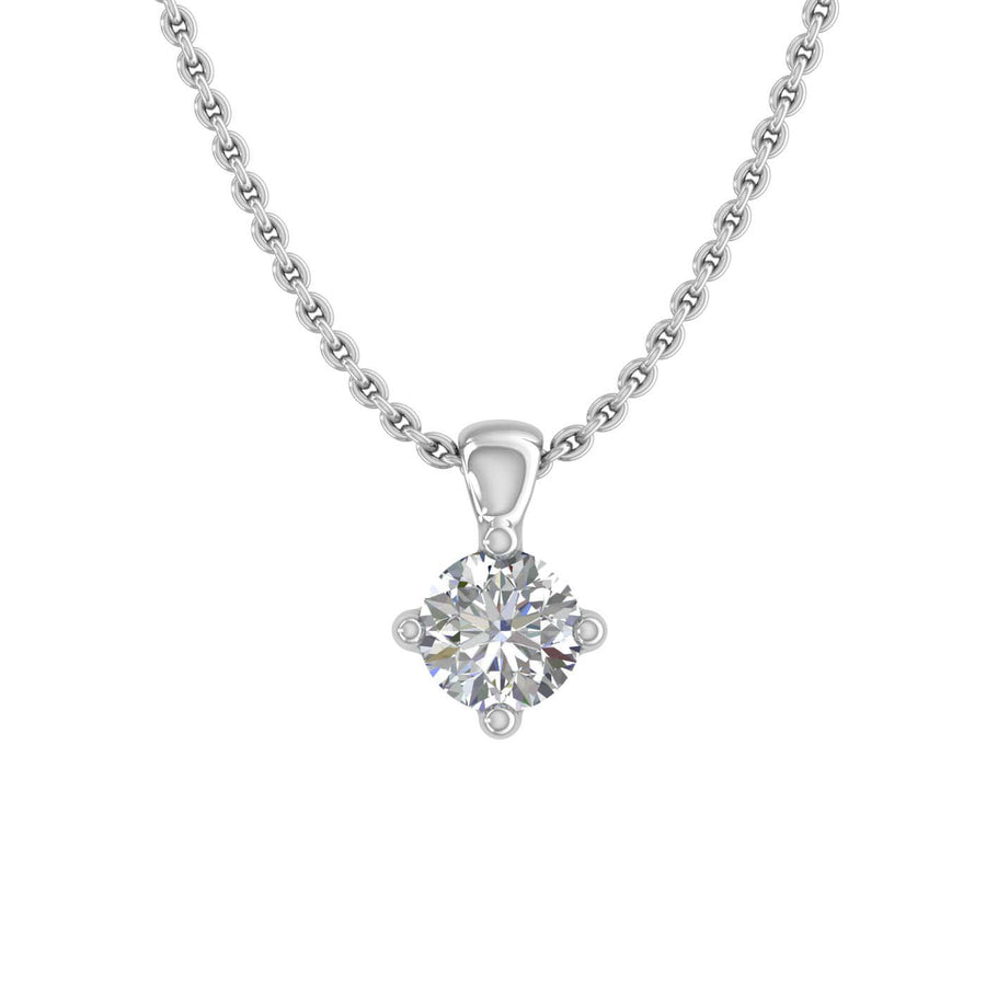 1/10 Carat Small Solitaire Diamond Pendant Necklace in Gold (Included Silver Chain)
