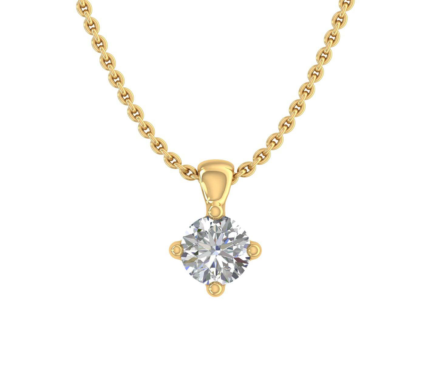 1/10 Carat Small Solitaire Diamond Pendant Necklace in Gold (Included Silver Chain) - IGI Certified