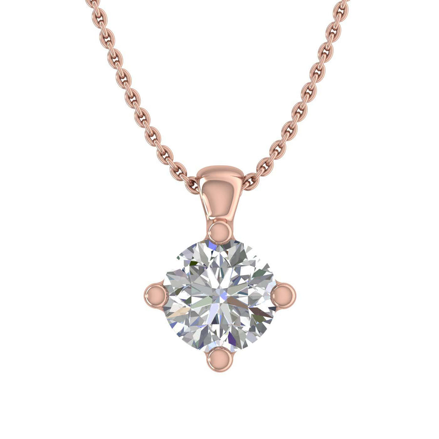 1/5 Carat Diamond 4-Prong Set Solitaire Pendant Necklace in Gold (with Silver Chain)