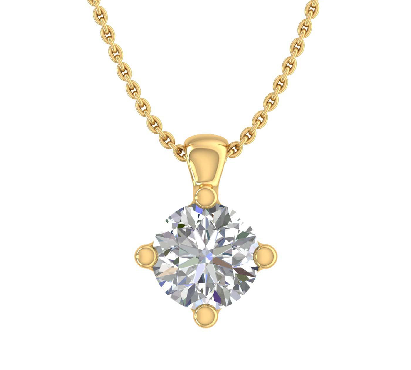 1/5 Carat Diamond 4-Prong Set Solitaire Pendant Necklace in Gold (with Silver Chain) - IGI Certified