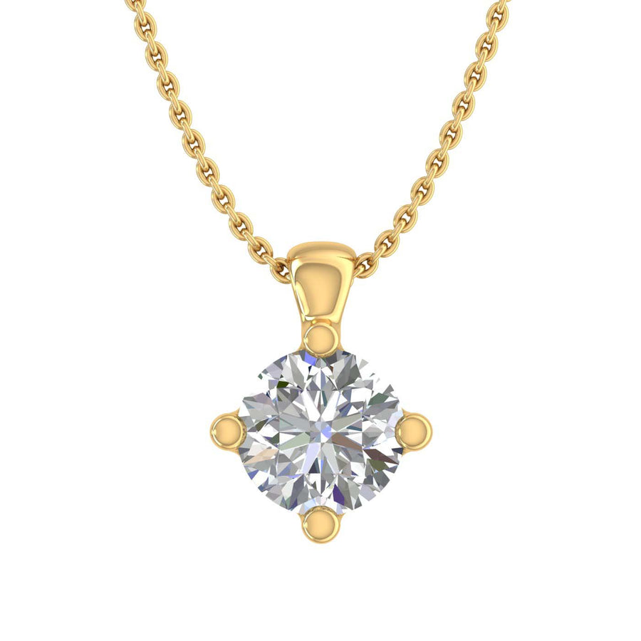 1/5 Carat Diamond 4-Prong Set Solitaire Pendant Necklace in Gold (with Silver Chain) - IGI Certified