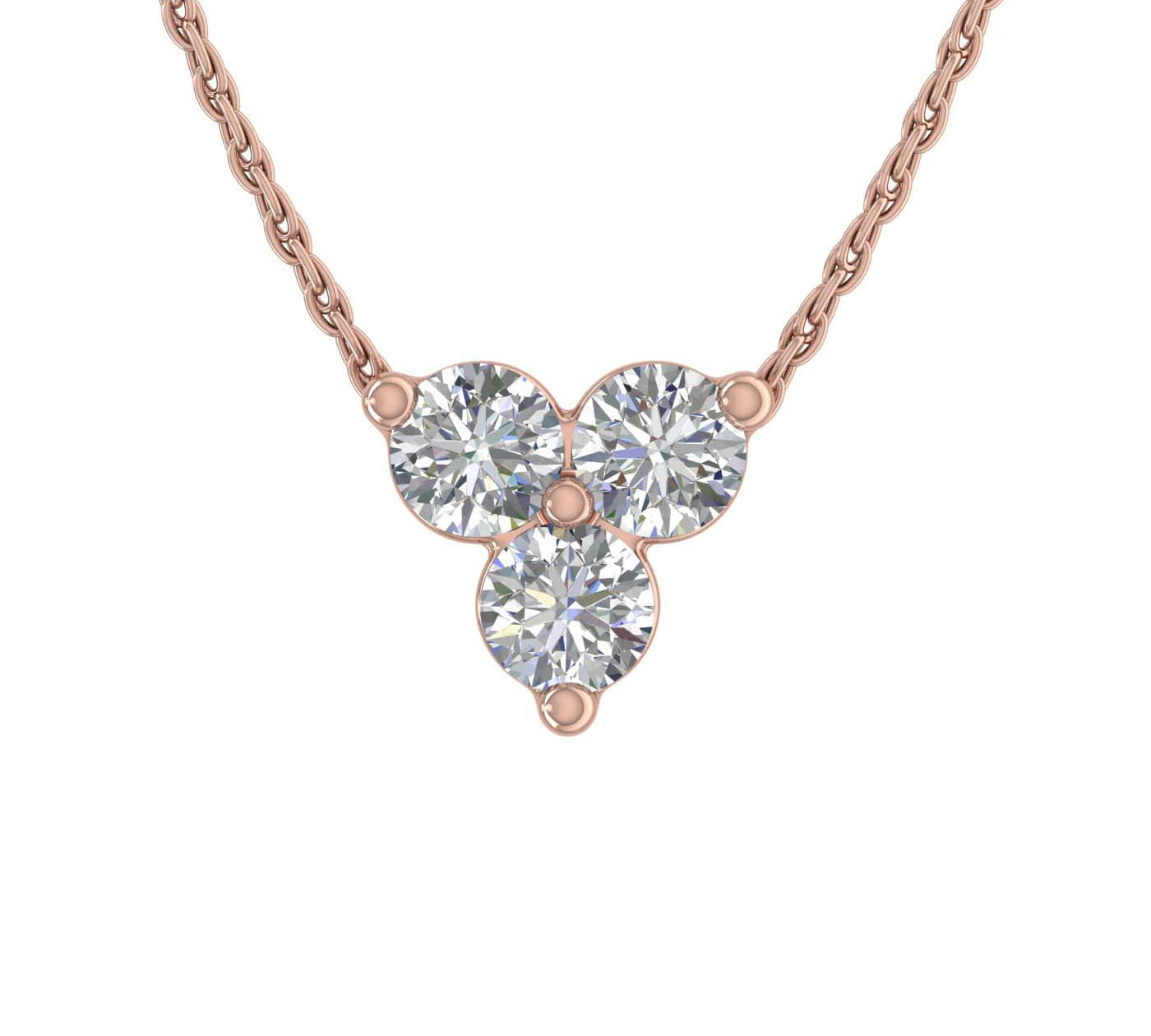 1/5 Carat 3-Stone Diamond Pendant Necklace in Gold (Included Silver Chain)