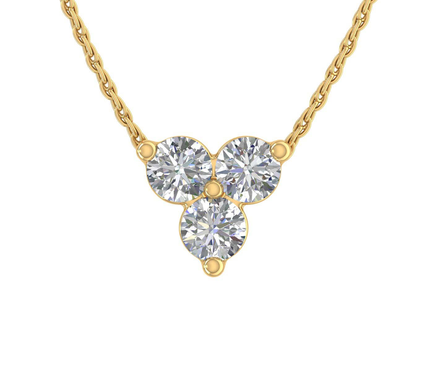 1/5 Carat 3-Stone Diamond Pendant Necklace in Gold (Included Silver Chain)