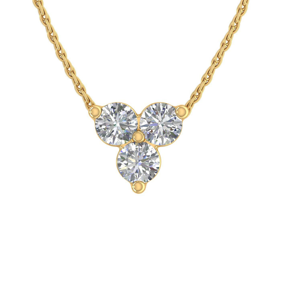 1/5 Carat 3-Stone Diamond Pendant Necklace in Gold (Included Silver Chain)