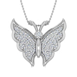 1/4 Carat Diamond Butterfly Pendant Necklace in Gold (Silver Chain Included)