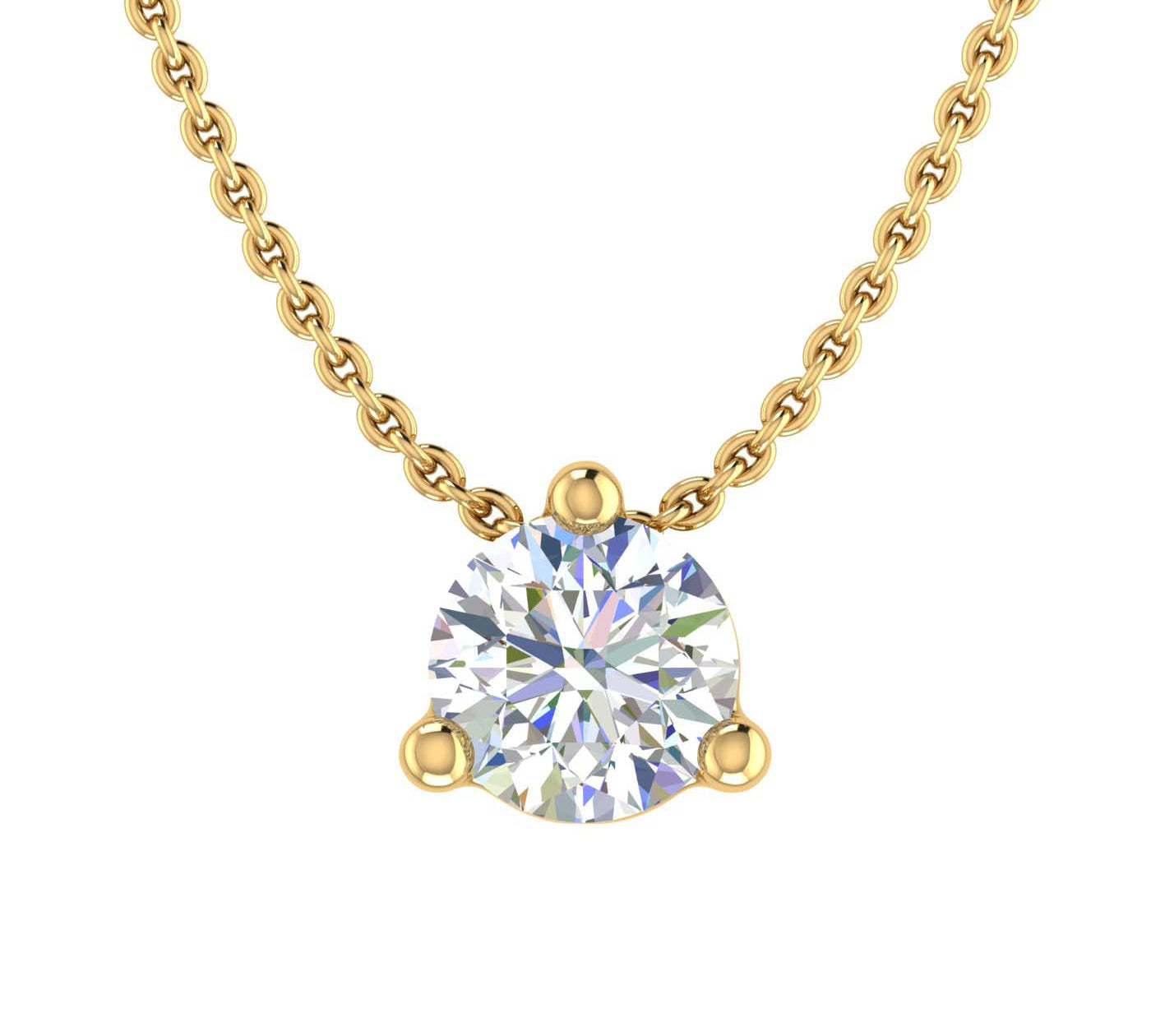 1/5 Carat Solitaire Diamond Pendant Necklace in Gold (Included Silver Chain) - IGI Certified