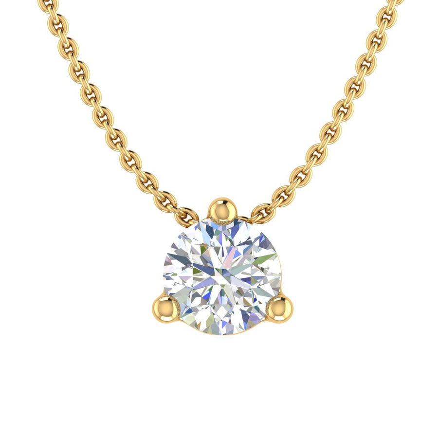 1/5 Carat Solitaire Diamond Pendant Necklace in Gold (Included Silver Chain) - IGI Certified