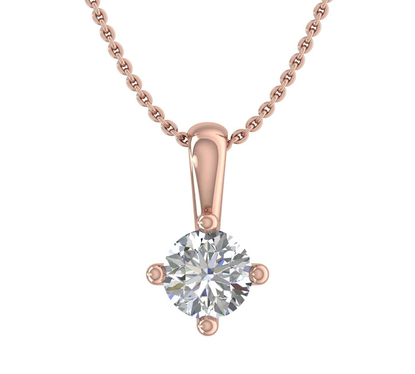 1/4 Carat 4-Prong Set Diamond Solitaire Pendant Necklace in Gold (with Silver Chain) - IGI Certified
