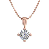 1/4 Carat 4-Prong Set Diamond Solitaire Pendant Necklace in Gold (with Silver Chain) - IGI Certified