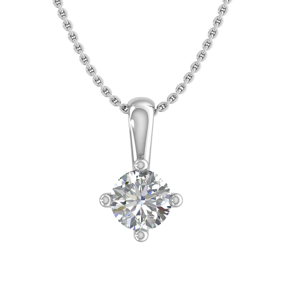 1/4 Carat 4-Prong Set Diamond Solitaire Pendant Necklace in Gold (with Silver Chain) - IGI Certified