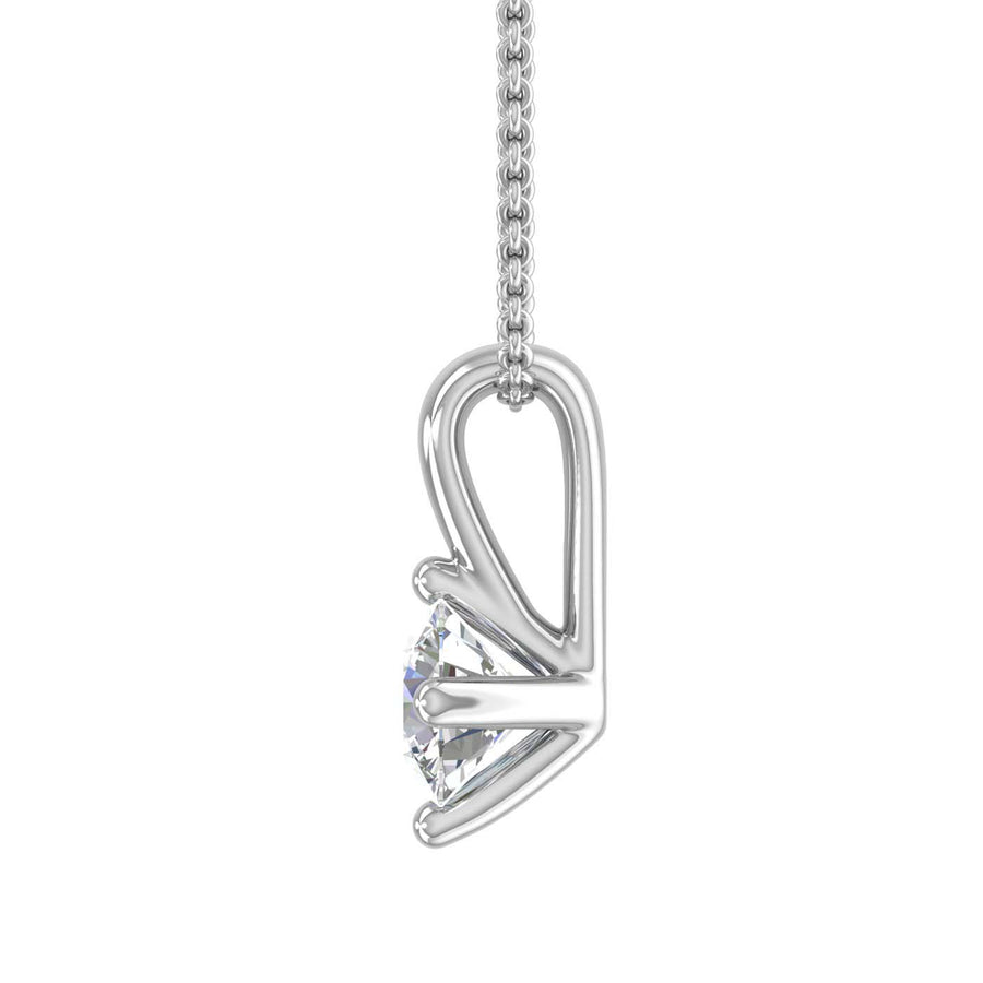 1/4 Carat 4-Prong Set Diamond Solitaire Pendant Necklace in Gold (with Silver Chain) - IGI Certified