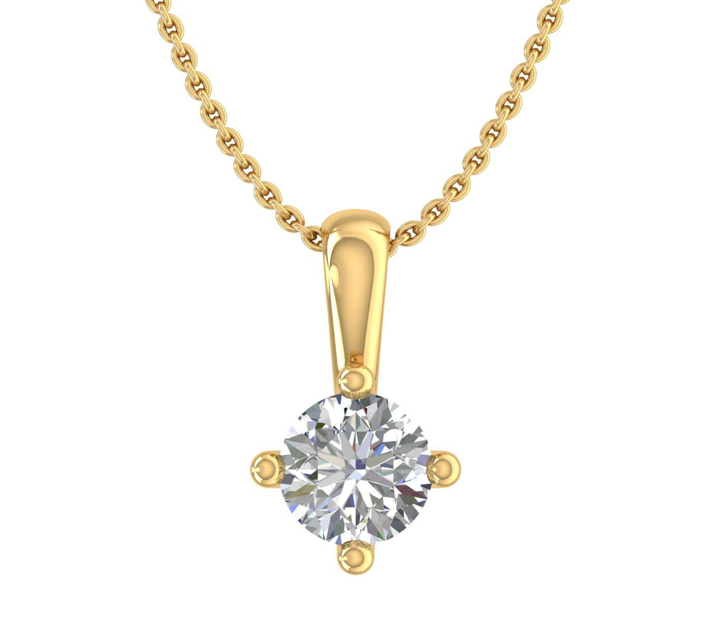 1/4 Carat 4-Prong Set Diamond Solitaire Pendant Necklace in Gold (with Silver Chain)