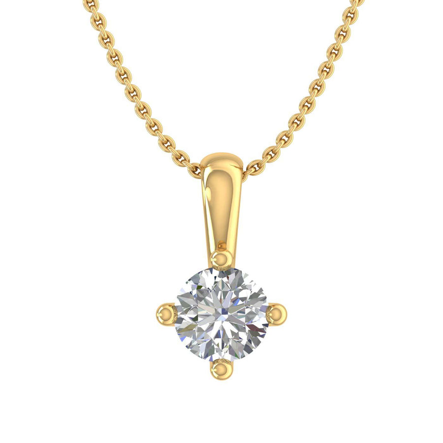 1/4 Carat 4-Prong Set Diamond Solitaire Pendant Necklace in Gold (with Silver Chain)