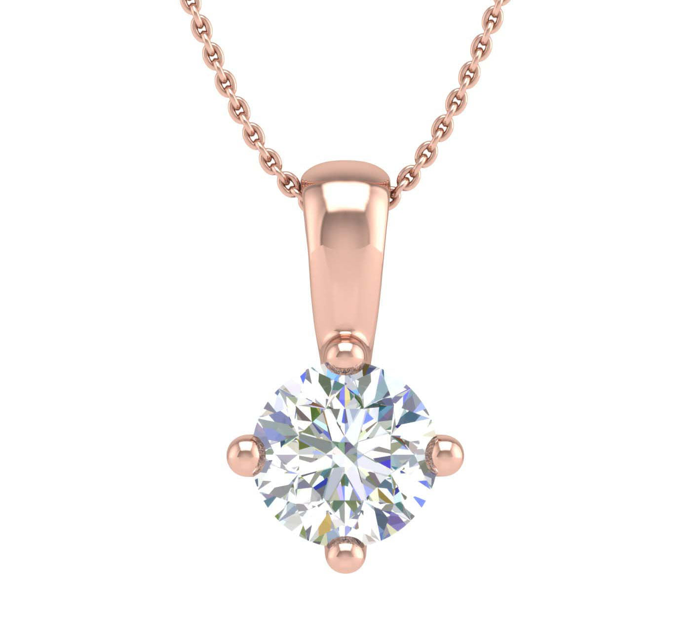 1/3 Carat 4-Prong Set Diamond Solitaire Pendant Necklace in Gold (Silver Chain Included) - IGI Certified
