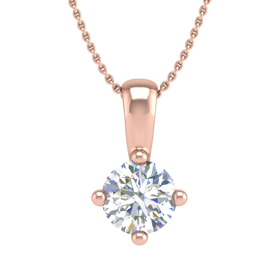 1/3 Carat 4-Prong Set Diamond Solitaire Pendant Necklace in Gold (Silver Chain Included) - IGI Certified