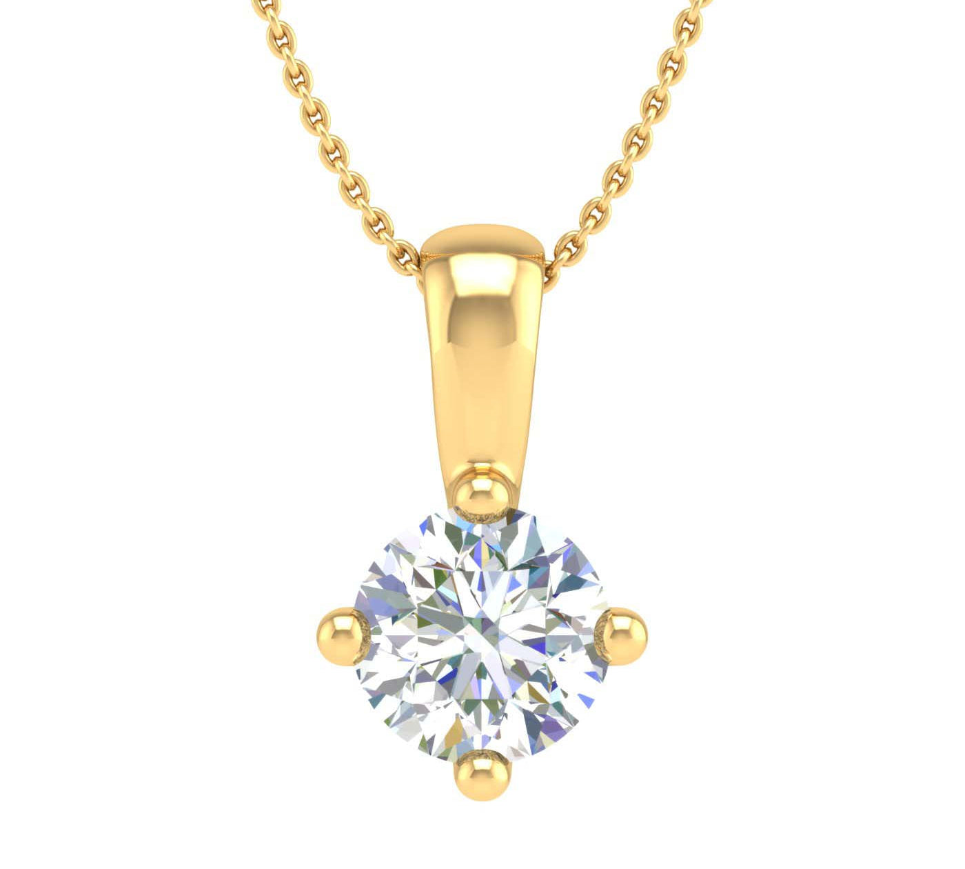 1/3 Carat 4-Prong Set Diamond Solitaire Pendant Necklace in Gold (Silver Chain Included) - IGI Certified
