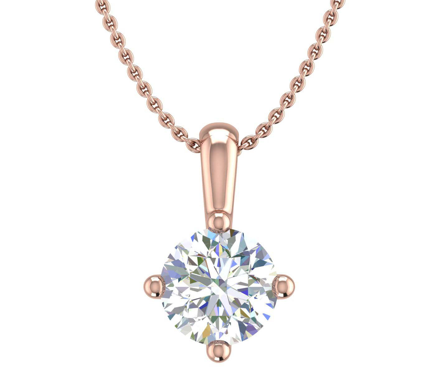 1/2 Carat 4-Prong Set Diamond Solitaire Pendant Necklace in Gold (Silver Chain Included)