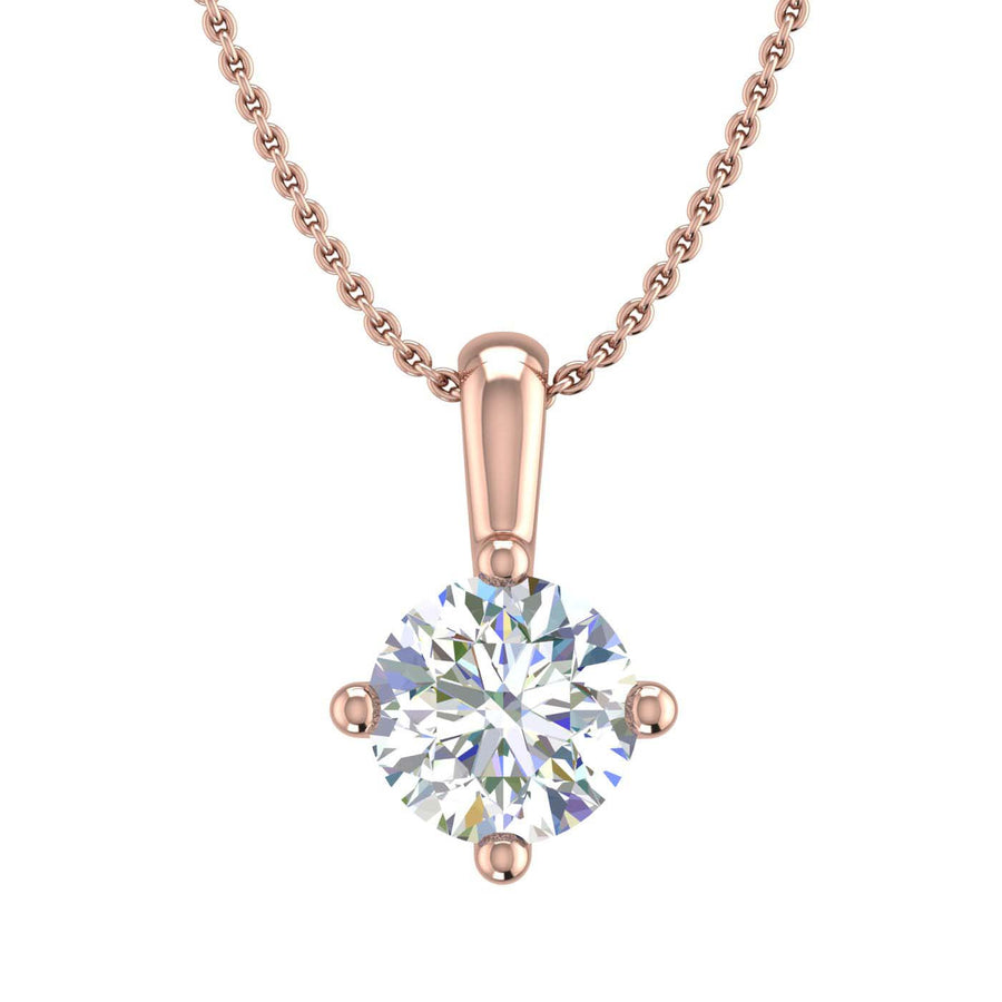1/2 Carat 4-Prong Set Diamond Solitaire Pendant Necklace in Gold (Silver Chain Included)