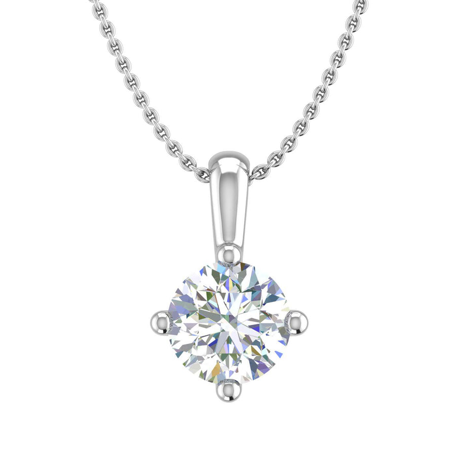 1/2 Carat 4-Prong Set Diamond Solitaire Pendant Necklace in Gold (Silver Chain Included)