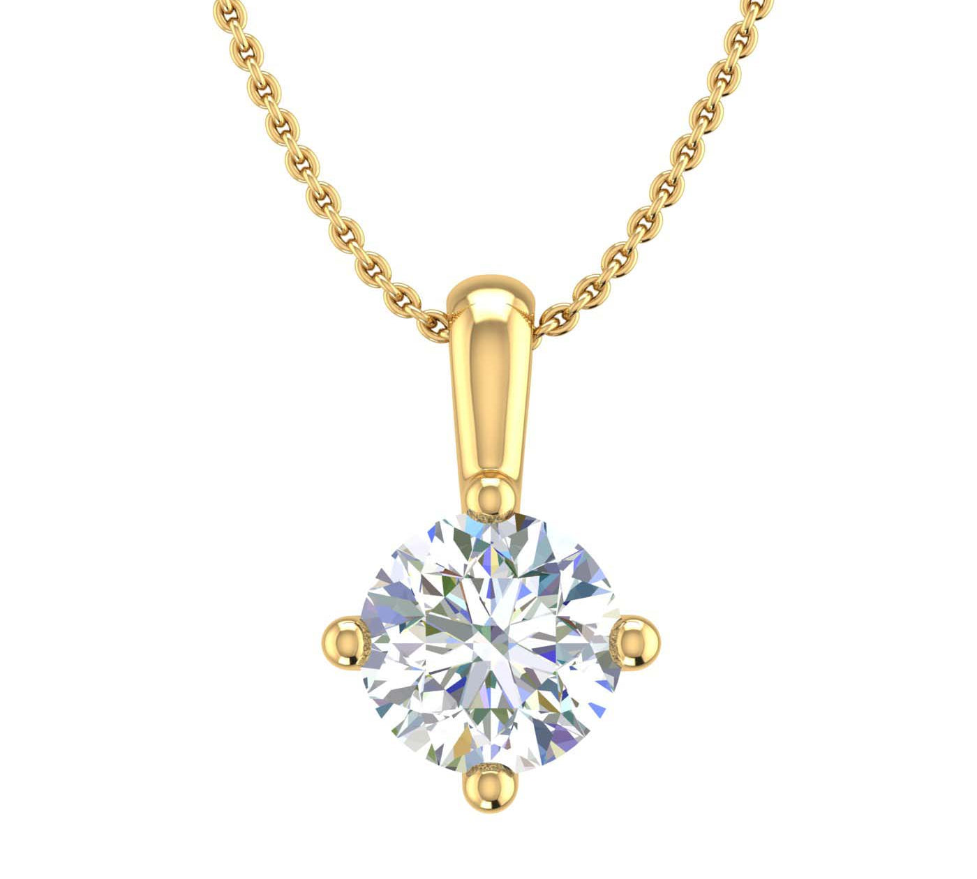 1/2 Carat 4-Prong Set Diamond Solitaire Pendant Necklace in Gold (Silver Chain Included)