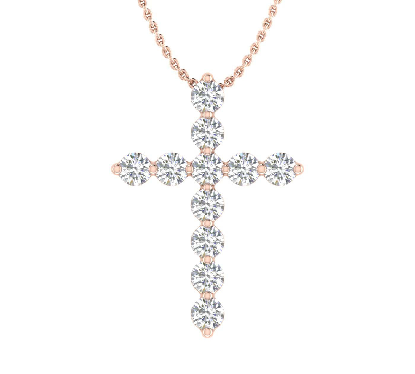 0.17 Carat Diamond Cross Pendant Necklace in Gold (Silver Chain Included)