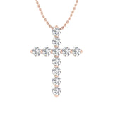 0.17 Carat Diamond Cross Pendant Necklace in Gold (Silver Chain Included)