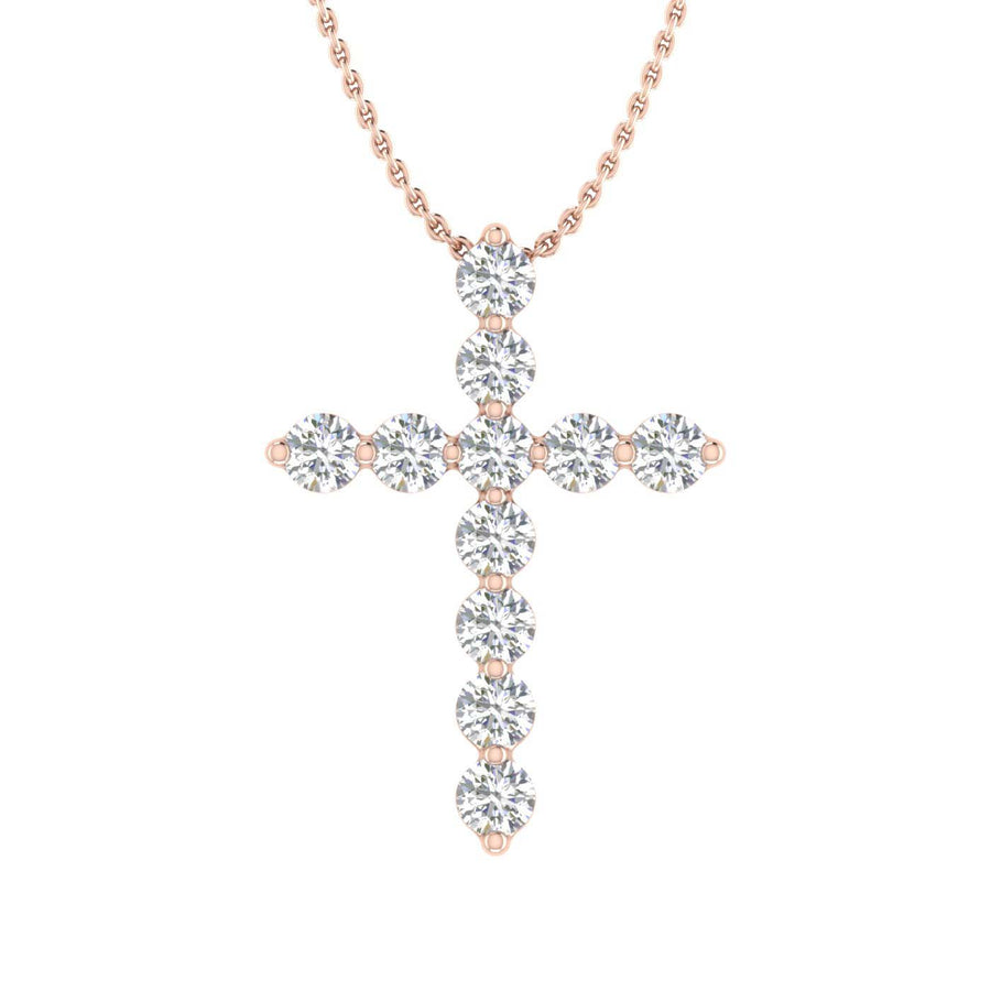 0.17 Carat Diamond Cross Pendant Necklace in Gold (Silver Chain Included)