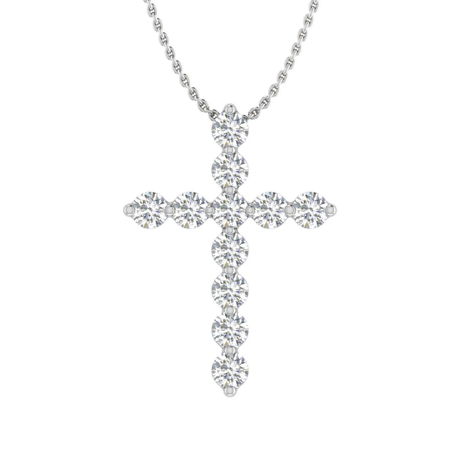 0.17 Carat Diamond Cross Pendant Necklace in Gold (Silver Chain Included)