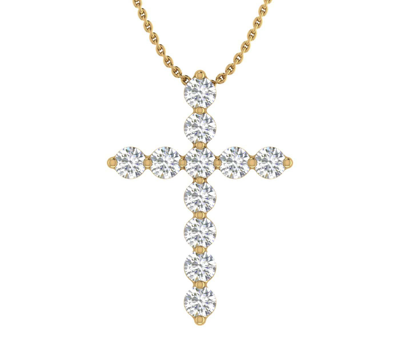 0.17 Carat Diamond Cross Pendant Necklace in Gold (Silver Chain Included)