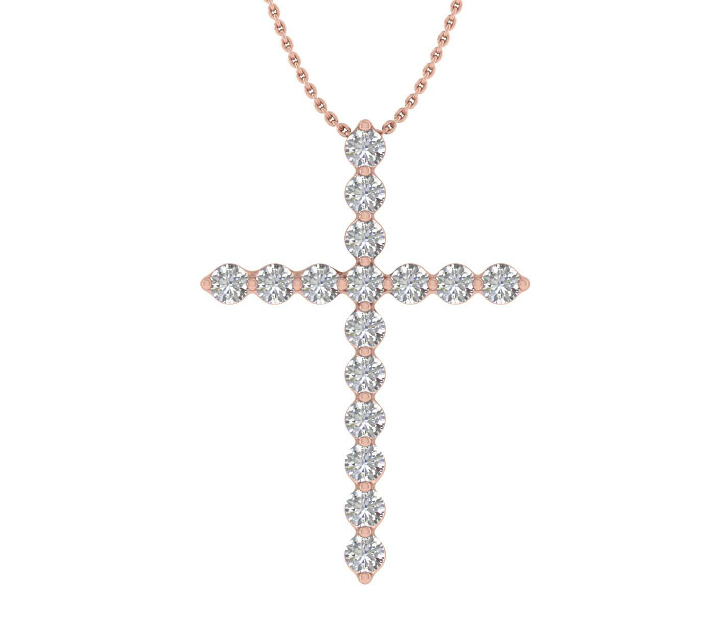 1/4 Carat Diamond Cross Pendant Necklace in Gold (Silver Chain Included)