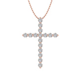 1/4 Carat Diamond Cross Pendant Necklace in Gold (Silver Chain Included)