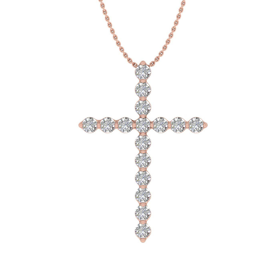 1/4 Carat Diamond Cross Pendant Necklace in Gold (Silver Chain Included)