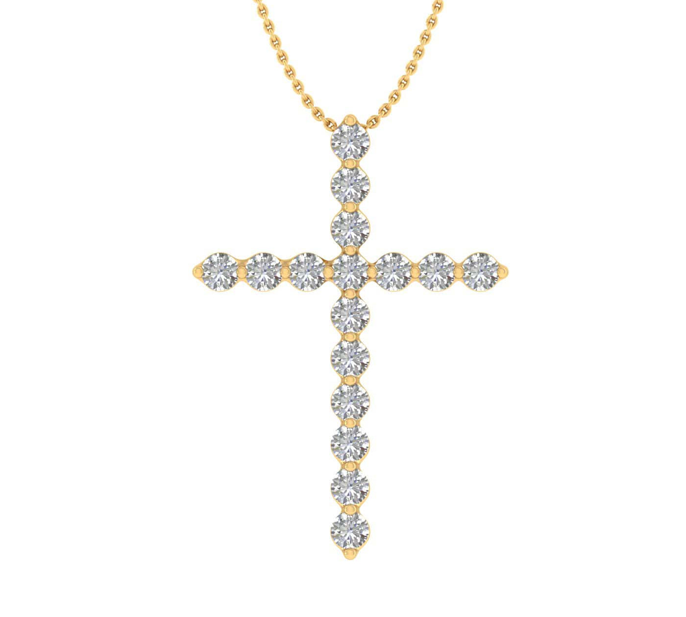 1/4 Carat Diamond Cross Pendant Necklace in Gold (Silver Chain Included)
