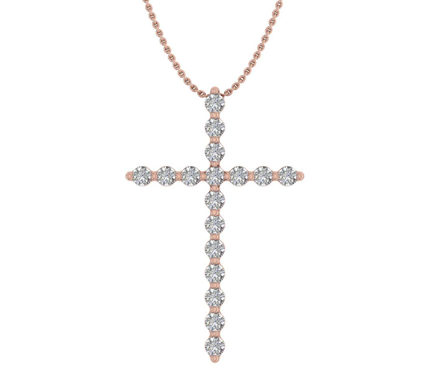 1/3 Carat Diamond Cross Pendant Necklace in Gold (Silver Chain Included)