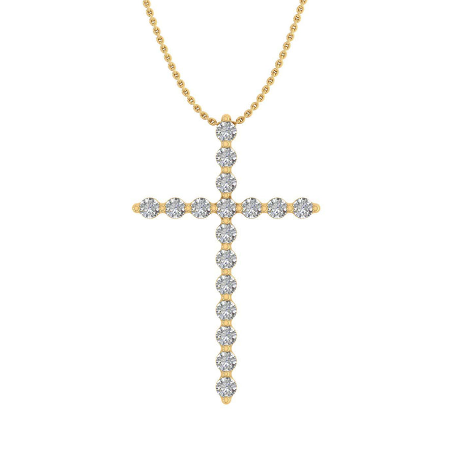 1/3 Carat Diamond Cross Pendant Necklace in Gold (Silver Chain Included)