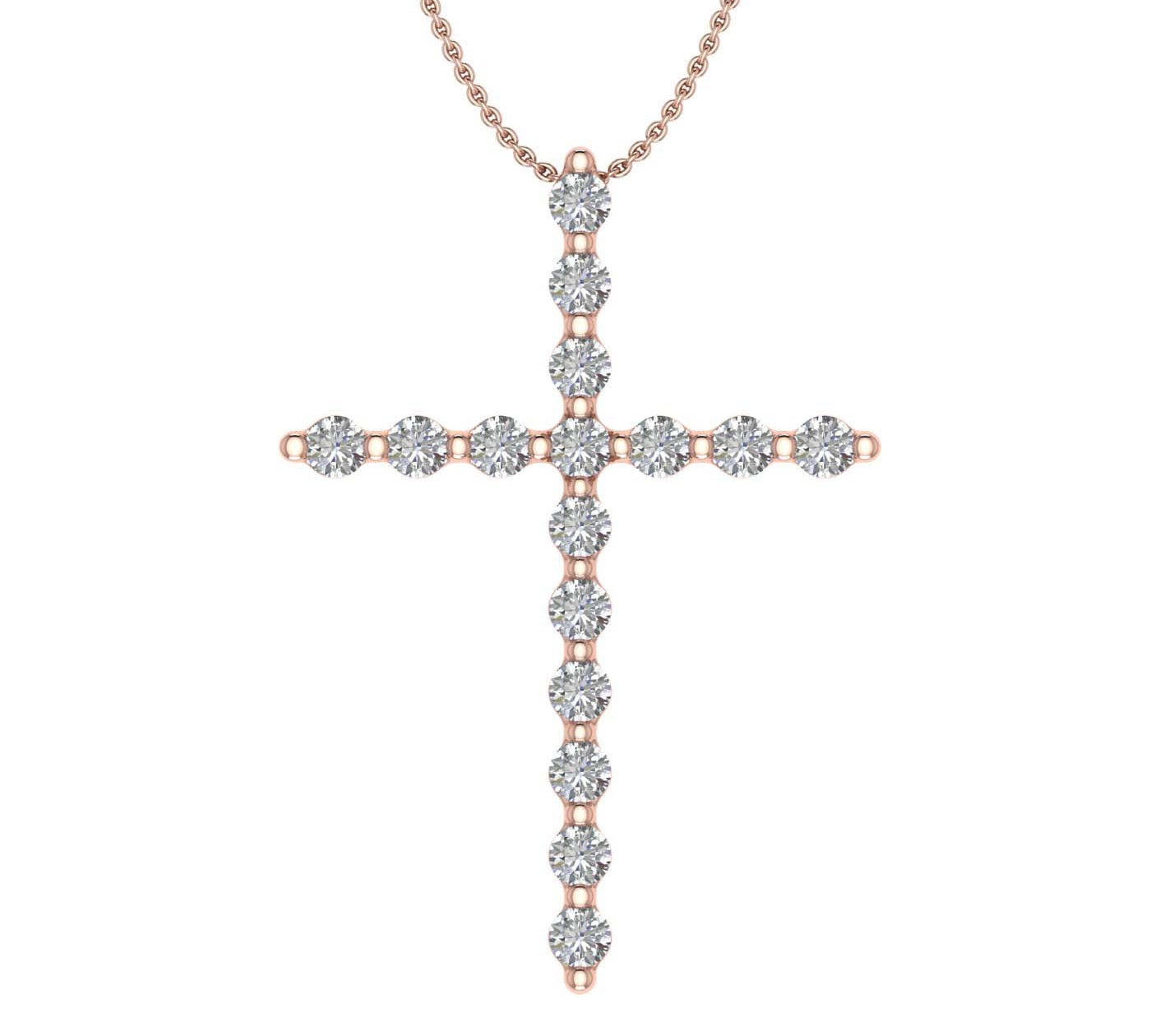 1/2 Carat Diamond Cross Pendant Necklace in Gold (Silver Chain Included)