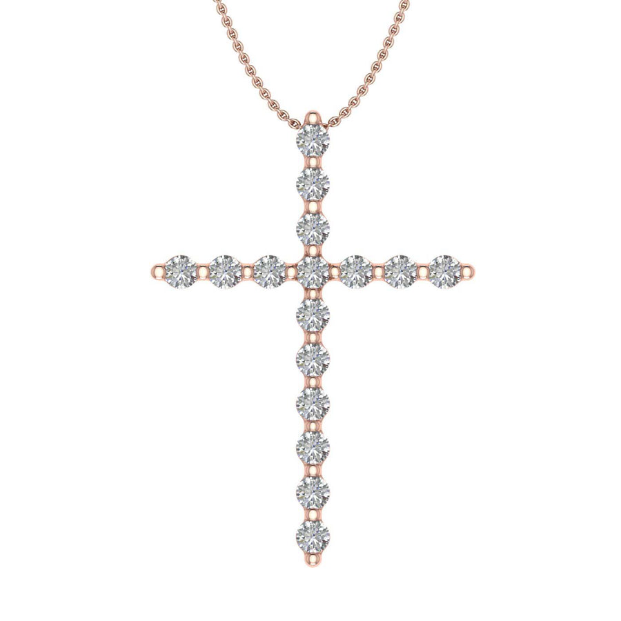 1/2 Carat Diamond Cross Pendant Necklace in Gold (Silver Chain Included)