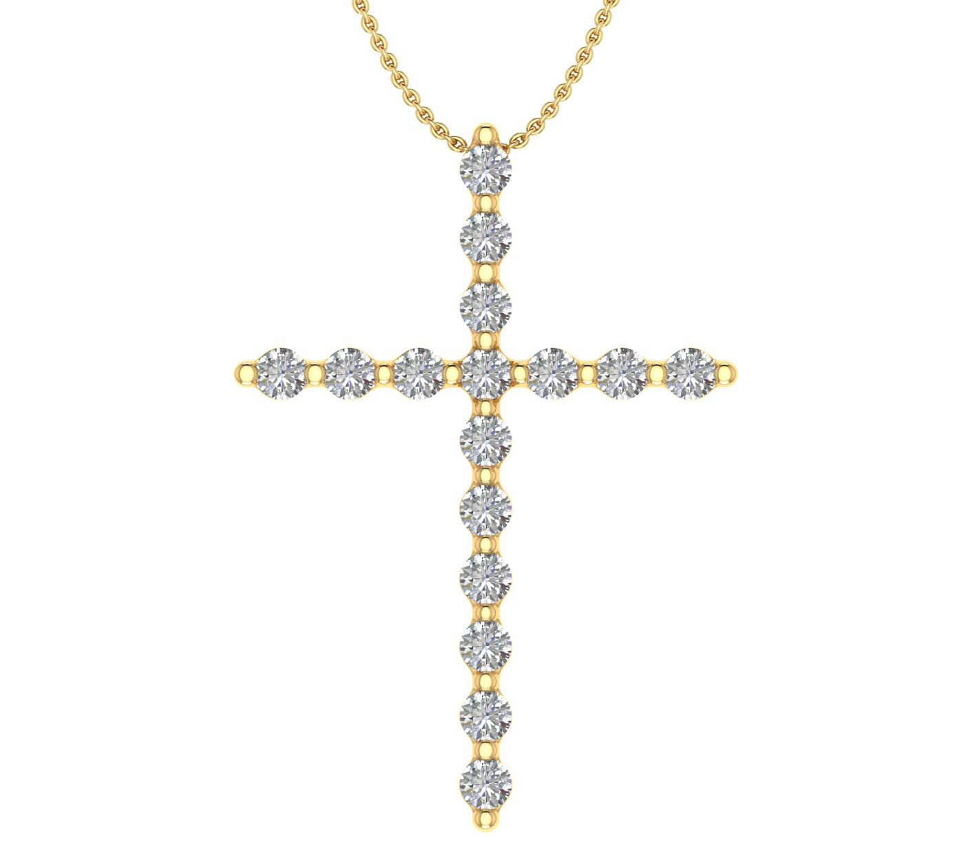 1/2 Carat Diamond Cross Pendant Necklace in Gold (Silver Chain Included)