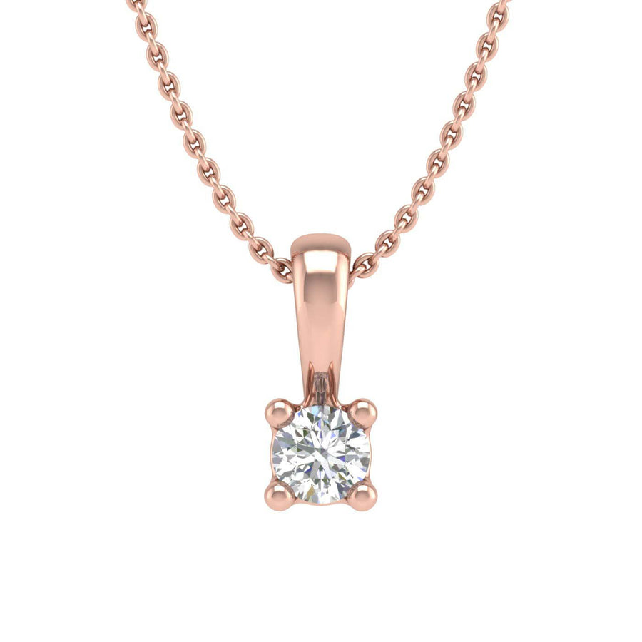 0.05 ctw 4-Prong Set Diamond Solitaire Pendant Necklace in Gold (Silver Chain Included) - IGI Certified