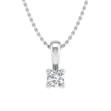 0.05 ctw 4-Prong Set Diamond Solitaire Pendant Necklace in Gold (Silver Chain Included) - IGI Certified