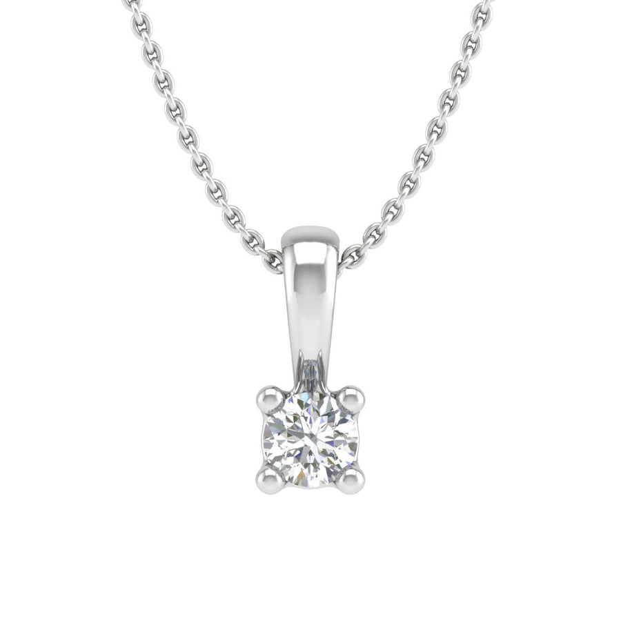 0.05 ctw 4-Prong Set Diamond Solitaire Pendant Necklace in Gold (Silver Chain Included) - IGI Certified