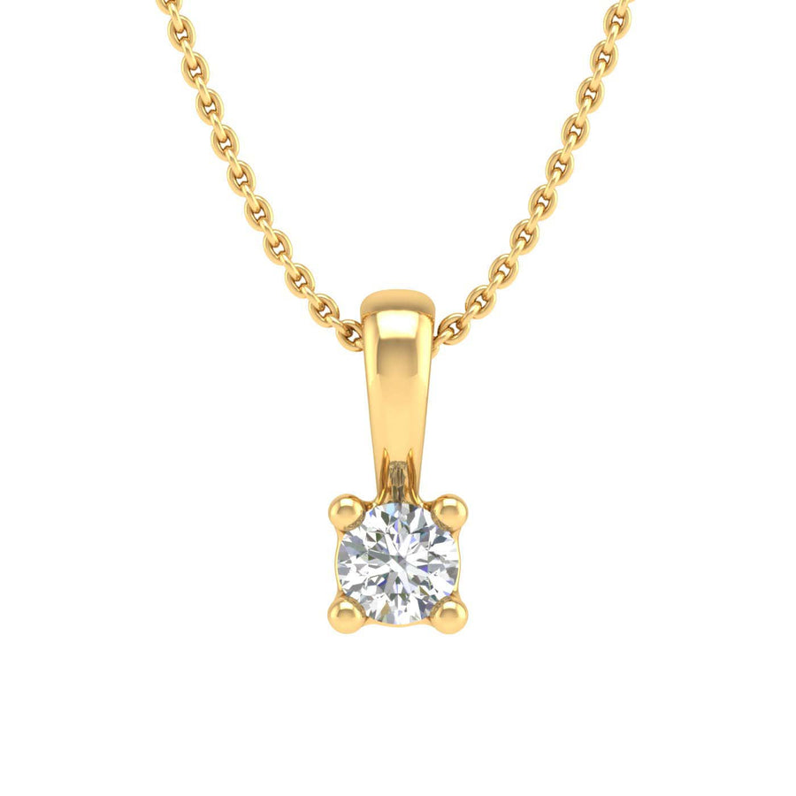0.05 ctw 4-Prong Set Diamond Solitaire Pendant Necklace in Gold (Silver Chain Included)